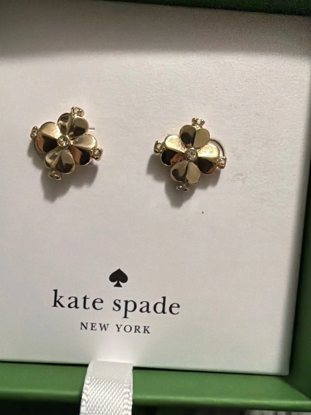 kate spade Gold Floral Crystal Center Stud Earrings